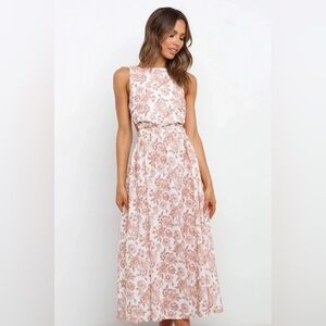 Petal & Pup Floral Midi Dress in Pink and White